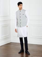 Light Grey Nehru Collar Waistcoat - Image 1 of 10