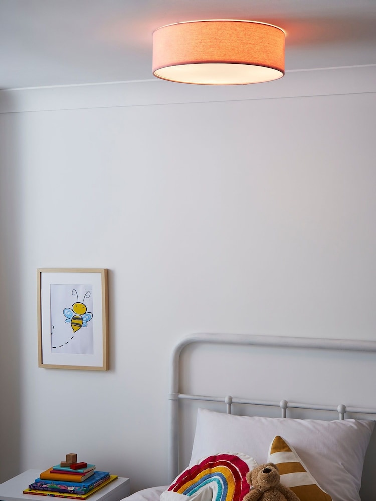 glow Pink Plain Diffused Flush Ceiling Light Pendant - Image 1 of 5
