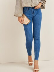 Mid Blue Sparkle Skinny Jeans - Image 2 of 5