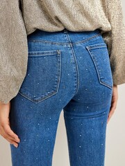 Mid Blue Sparkle Skinny Jeans - Image 4 of 5