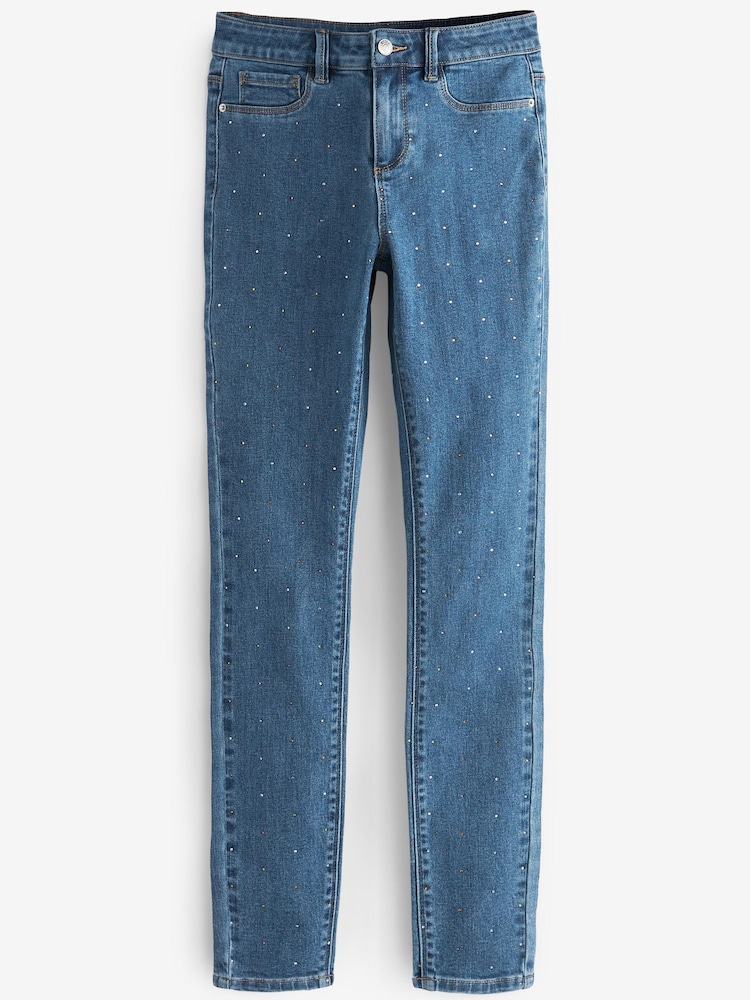 Mid Blue Sparkle Skinny Jeans - Image 5 of 5
