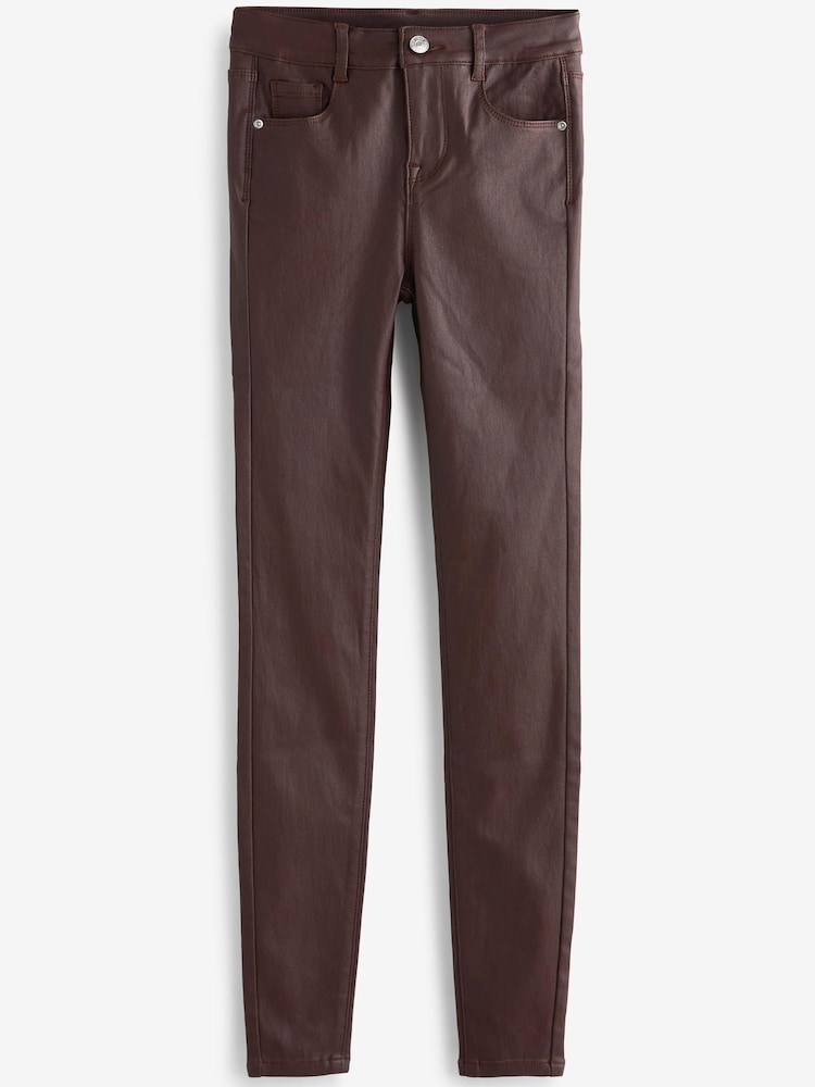 Chocolate Brown Coated Skinny Jeans - Image 5 of 5