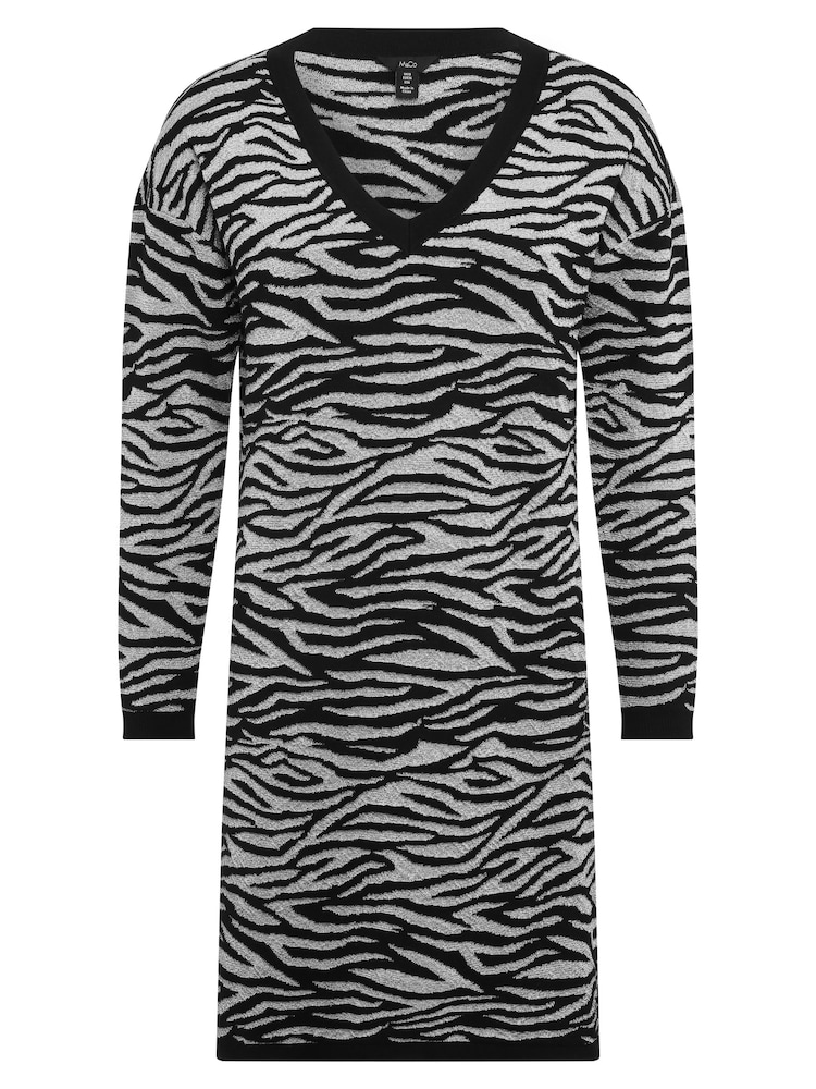 M&co Metallic-Kleid mit Zebraprint Dress, Schwarz - Bild 4 von 4