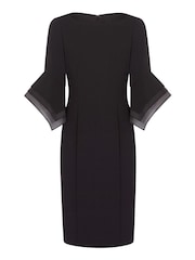 Adrianna Papell Black Knit Crepe Tiered Sleeve Dress - Image 6 of 6