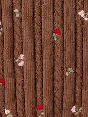 Mango Brown Short Sleeve Floral Knitted Sweater - Image 6 of 6