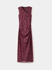 Mango Red Ruched Maxi Dress - Image 5 of 7