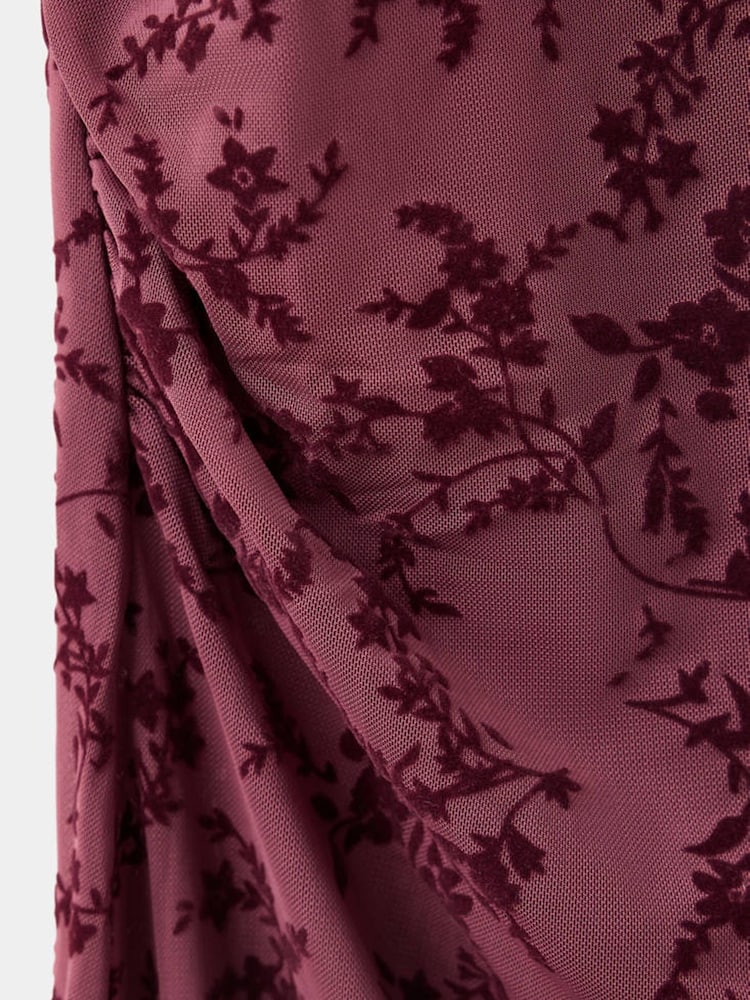 Mango Red Ruched Maxi Dress - Image 7 of 7