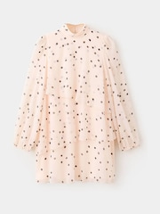 Mango Cream Long Sleeve Layered Polka Dot Dress - Image 5 of 7