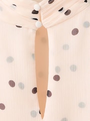 Mango Cream Long Sleeve Layered Polka Dot Dress - Image 6 of 7