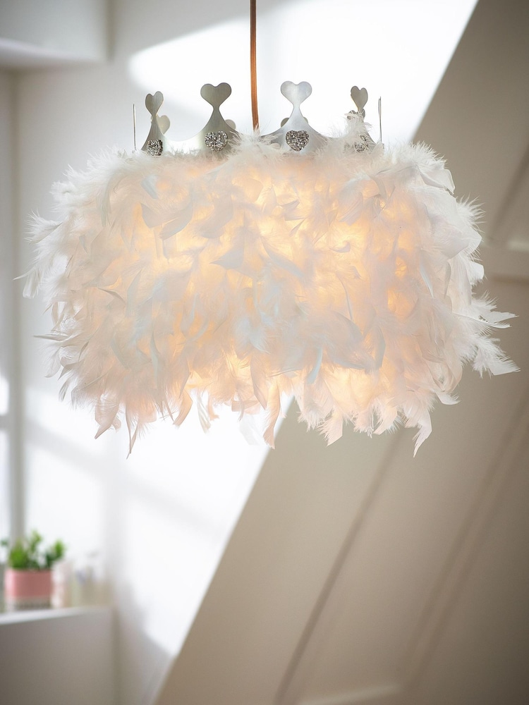 White Crown Feather Trim Easy Fit Light shade - Image 1 of 4