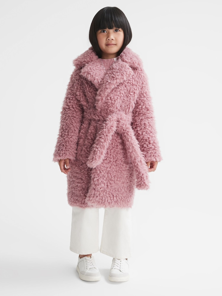 Reiss Pink Theo Senior Teddy Coat - Image 1 of 6