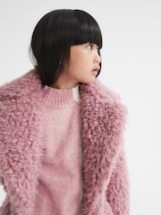 Reiss Pink Theo Senior Teddy Coat - Image 4 of 6