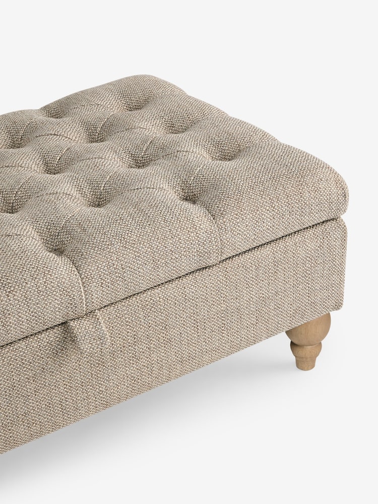 Buttoned Chunky Weave Mid Natural Buttoned Albury Medium Storage Footstool - Image 10 of 10 Buttoned Chunky Weave Mid Natural Buttoned Albury Medium Storage Footstool - Image 10 of 10