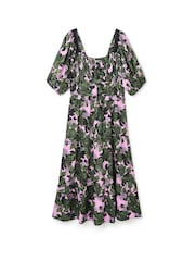 Another Sunday Milkmaid Midi Dress With Lace Trim Detail In Black Geo Print - Image 4 of 6