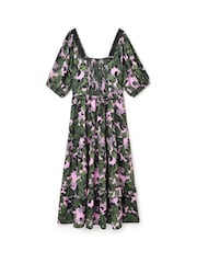 Another Sunday Milkmaid Midi Dress With Lace Trim Detail In Black Geo Print - Image 5 of 6