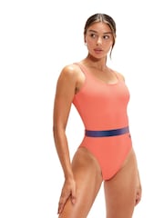 Speedo Womens Orange Belted Deep U-Back Swimsuits - Image 1 of 14