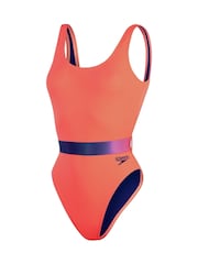 Speedo Womens Orange Belted Deep U-Back Swimsuits - Image 11 of 14