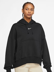 Nike Black Oversized Phoenix Fleece Over Mini Swoosh Pullover Hoodie - Image 1 of 3