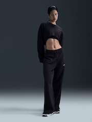 Nike Black Phoenix Fleece High Waisted Wide Leg Joggers - Image 1 of 7