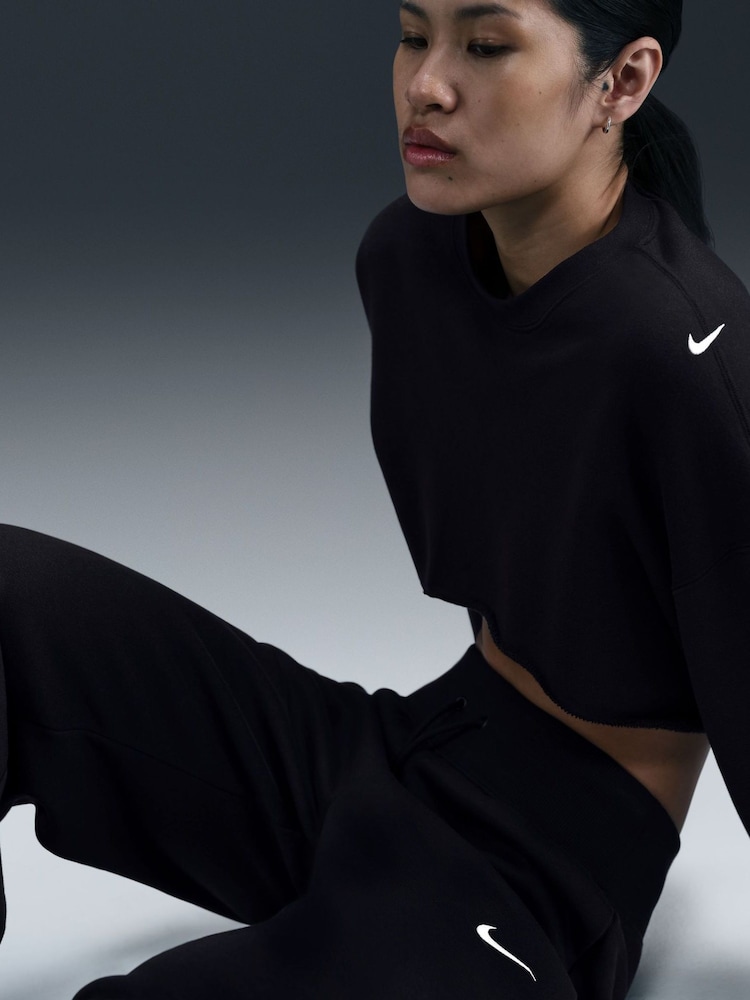 Nike Black Phoenix Fleece High Waisted Wide Leg Joggers - Image 5 of 7
