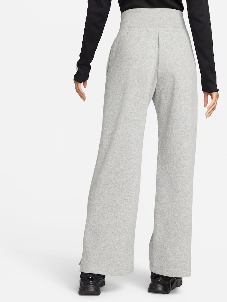 Nike Dark Grey Heather Phoenix Fleece High Waisted Wide Leg Joggers - Image 2 of 7