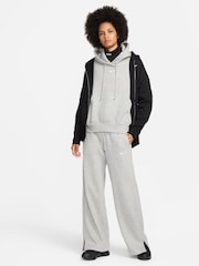 Nike Dark Grey Heather Phoenix Fleece High Waisted Wide Leg Joggers - Image 3 of 7