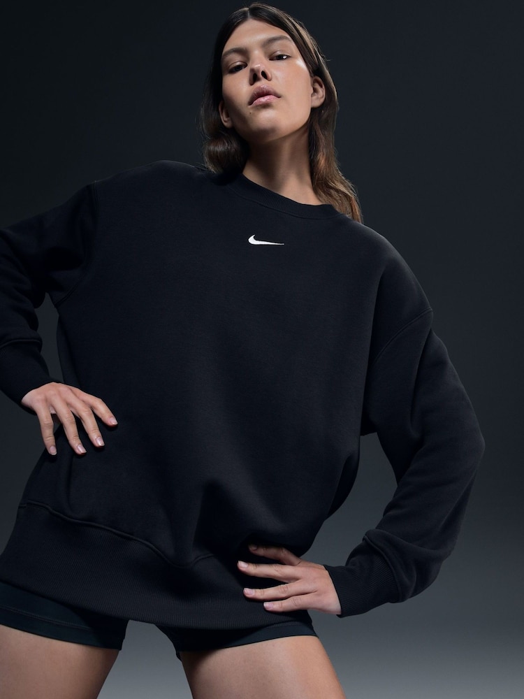 Nike Black Oversized Mini Swoosh Sweatshirt - Image 3 of 7