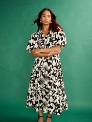 Another Sunday Tiered Midi Dress With Puff Sleeves in Orange - Image 3 of 5