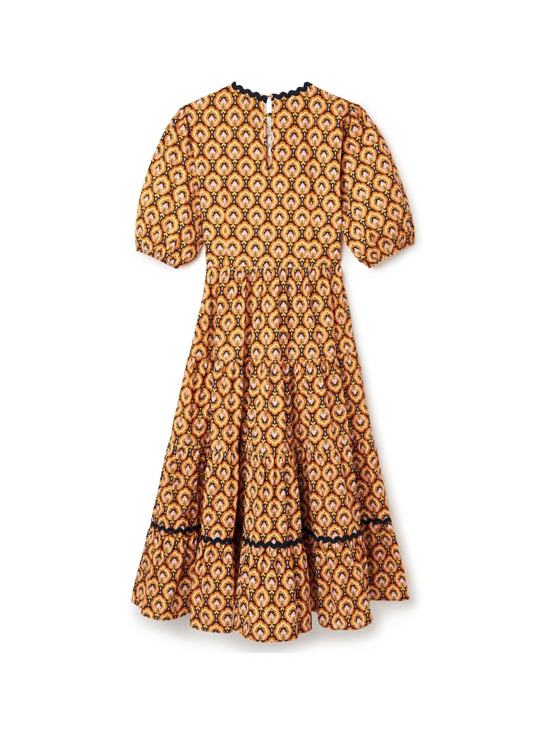 Buy Another Sunday 100% Cotton Floral Print Poplin Short Puff Sleeve Tiered  Smock Midi Dress from Next Luxembourg