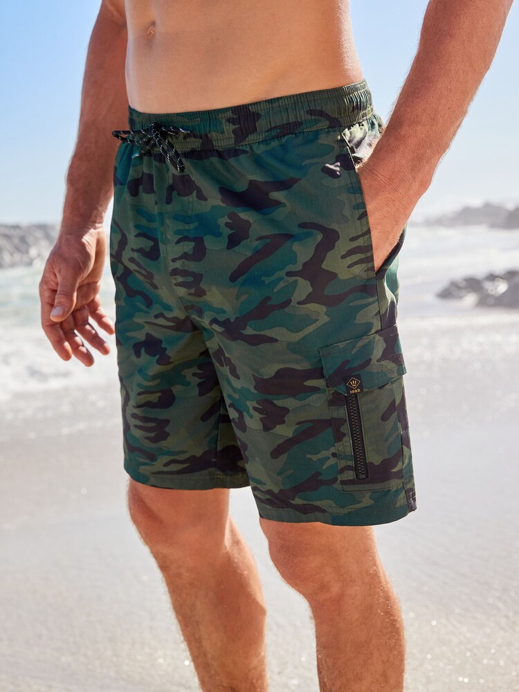 Camouflage Cargo Swim Shorts - Image 1 of 4