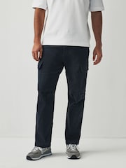 Bleu marine - Ajustement droit - Pantalon cargo stretch en coton - Image 1 de 7