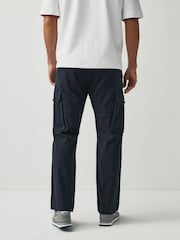 Bleu marine - Ajustement droit - Pantalon cargo stretch en coton - Image 3 de 7