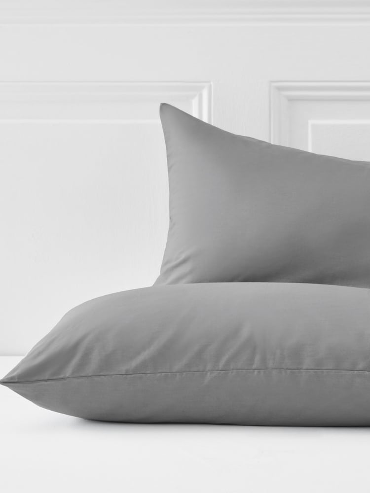 Set of 2 Grey Mid Cotton Rich Pillowcases - Image 2 of 2