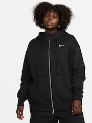 Nike Black/ Chrome Oversized Curve Zip Hoodie - Image 1 of 10