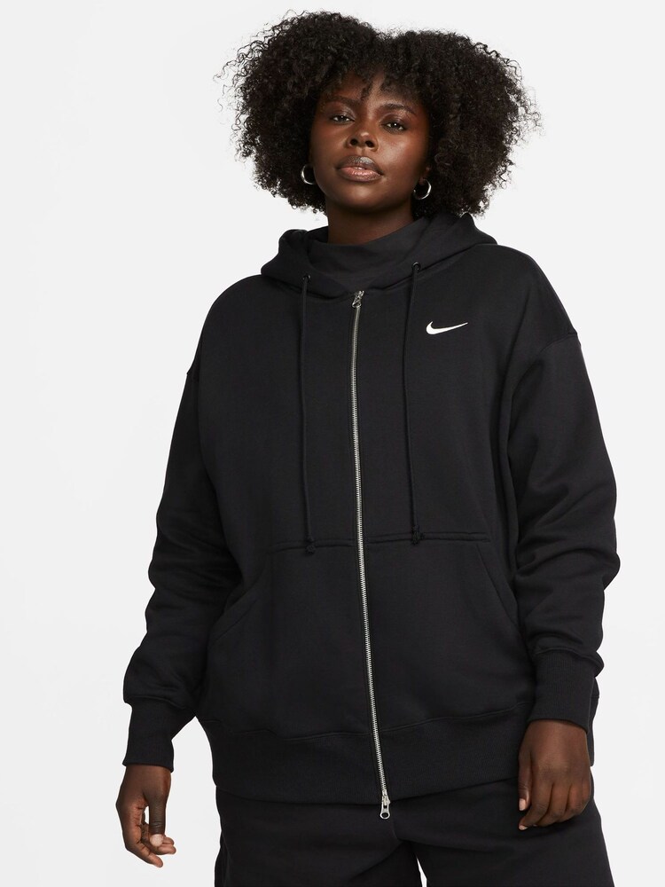 Nike Black/ Chrome Oversized Curve Zip Hoodie - Image 1 of 10