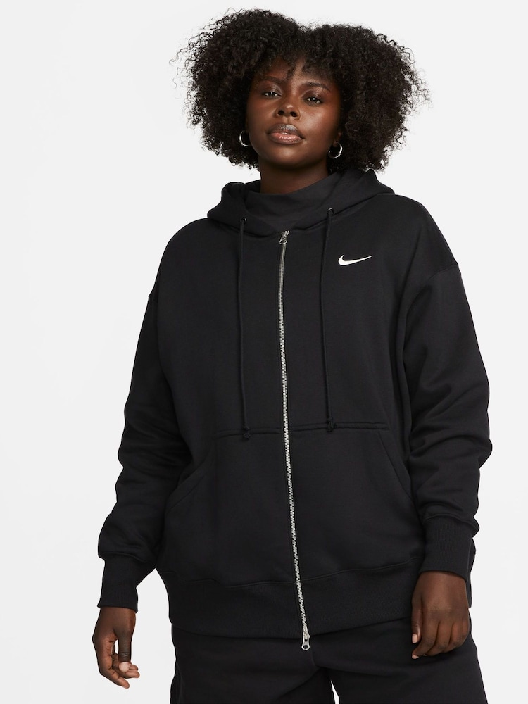 Nike Black/ Chrome Oversized Curve Zip Hoodie - Image 1 of 10 Nike Black/ Chrome Oversized Curve Zip Hoodie - Image 1 of 10