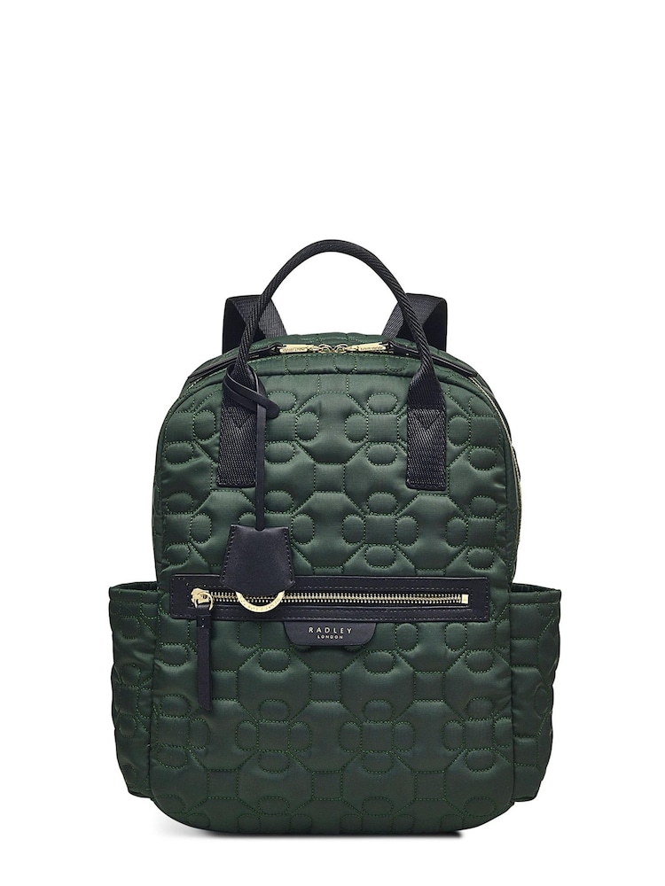 Radley London Green Finsbury Park Flower Quilt Medium Ziptop Backpack - Image 1 of 4