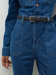 Black Plaited Leather Belt - Image 2 of 4