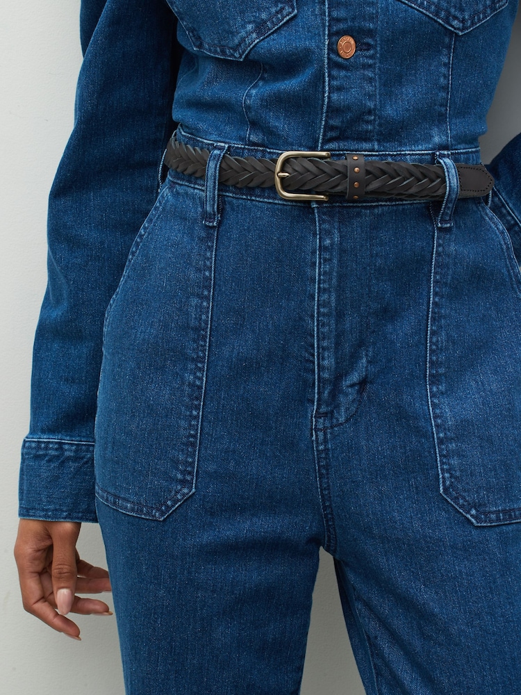Black Plaited Leather Belt - Image 2 of 4