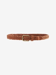 Tan Brown Plaited Leather Belt - Image 3 of 4