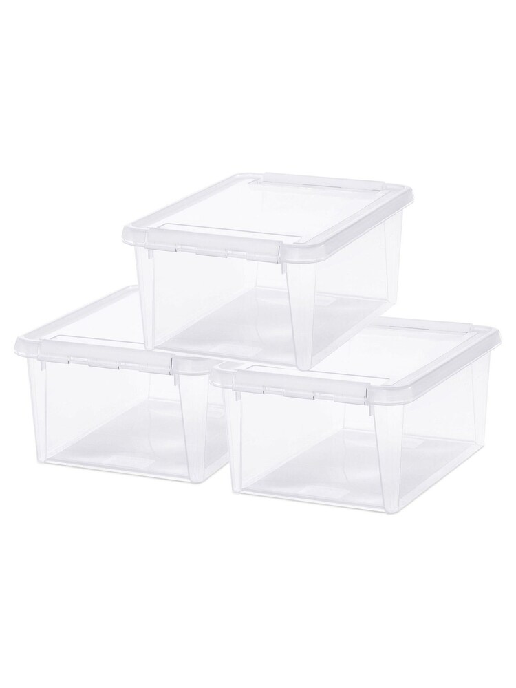 Orthex Set of 3 Clear 14L Clear Storage Boxes - Image 5 of 5