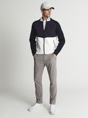 Reiss Navy/White Sprinter Golf Hybrid Funnel Neck Zip Through Sweat Top - Image 1 of 6