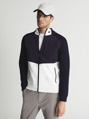 Reiss Navy/White Sprinter Golf Hybrid Funnel Neck Zip Through Sweat Top - Image 4 of 6