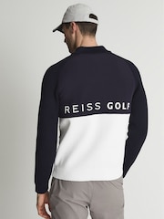 Reiss Navy/White Sprinter Golf Hybrid Funnel Neck Zip Through Sweat Top - Image 5 of 6