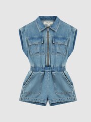 Reiss Mid Blue Denim Playsuit - Image 2 of 6