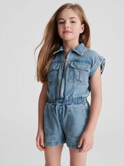 Reiss Mid Blue Denim Playsuit - Image 3 of 6