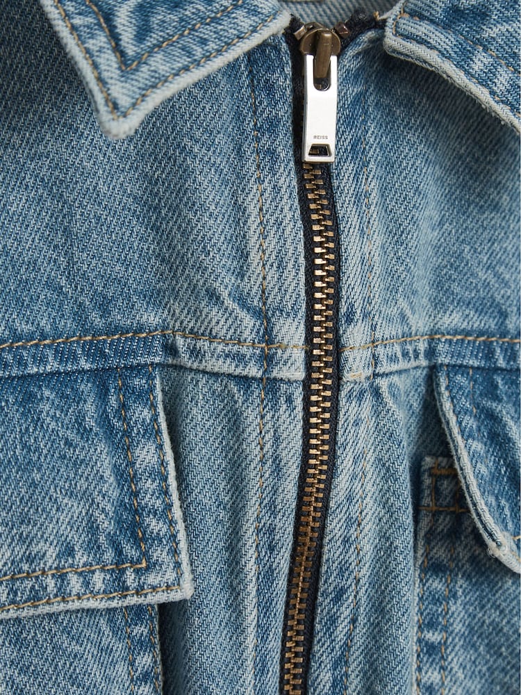 Reiss Mid Blue Denim Playsuit - Image 6 of 6