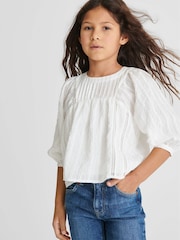 Reiss White Elle Jr Ladder Interest Blouse - Image 1 of 5
