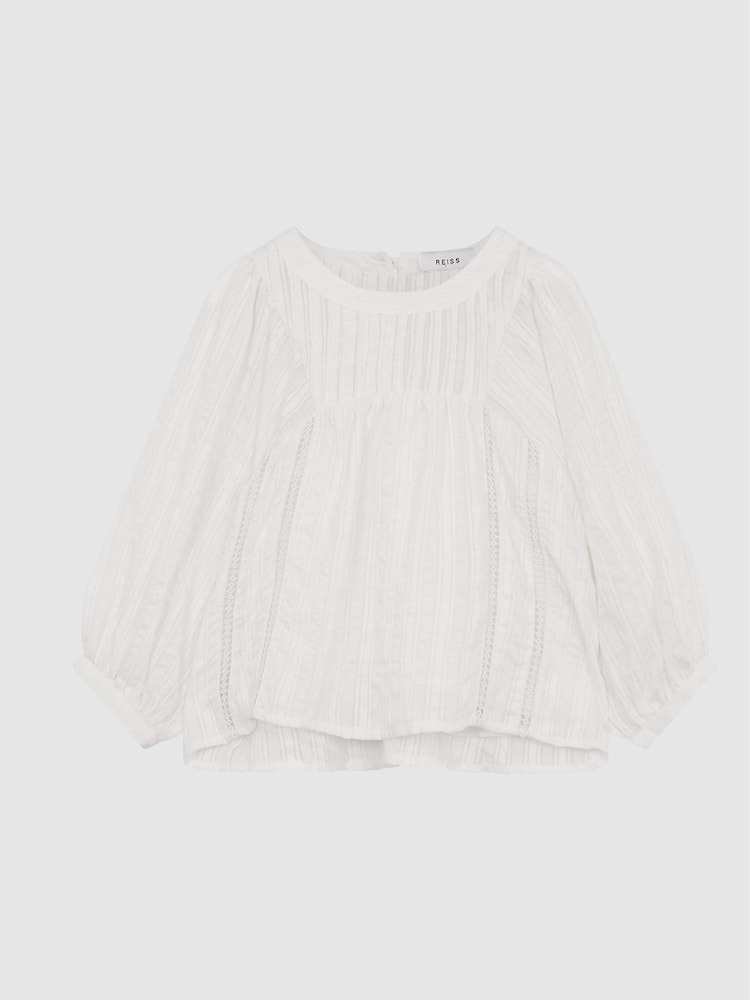 Reiss White Elle Jr Ladder Interest Blouse - Image 2 of 5