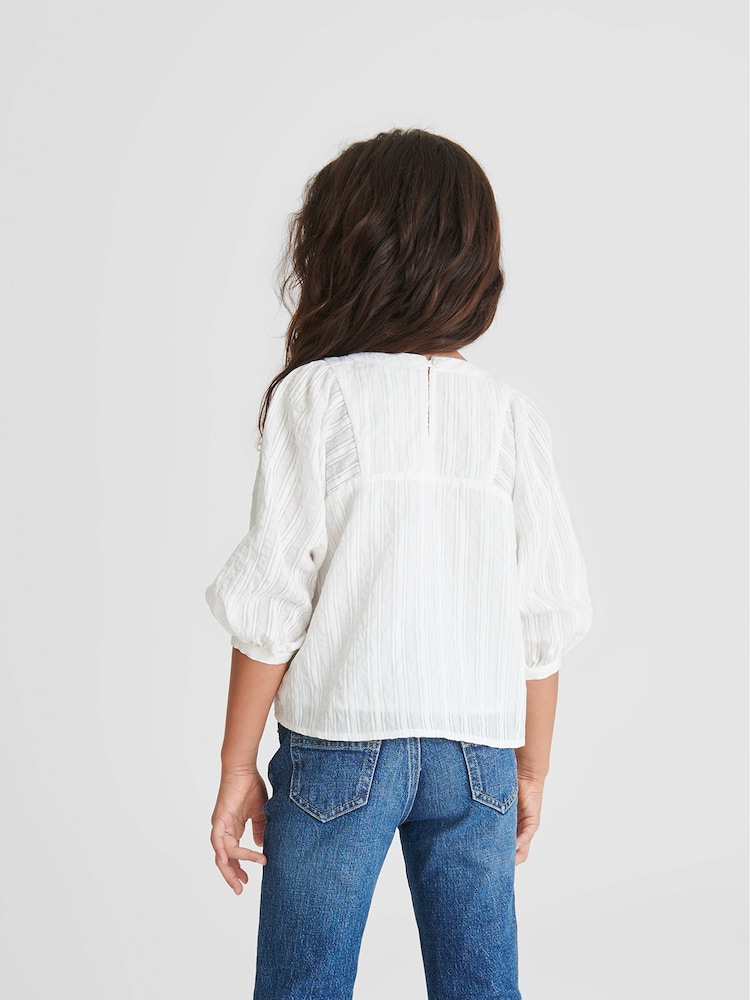 Reiss White Elle Jr Ladder Interest Blouse - Image 5 of 5